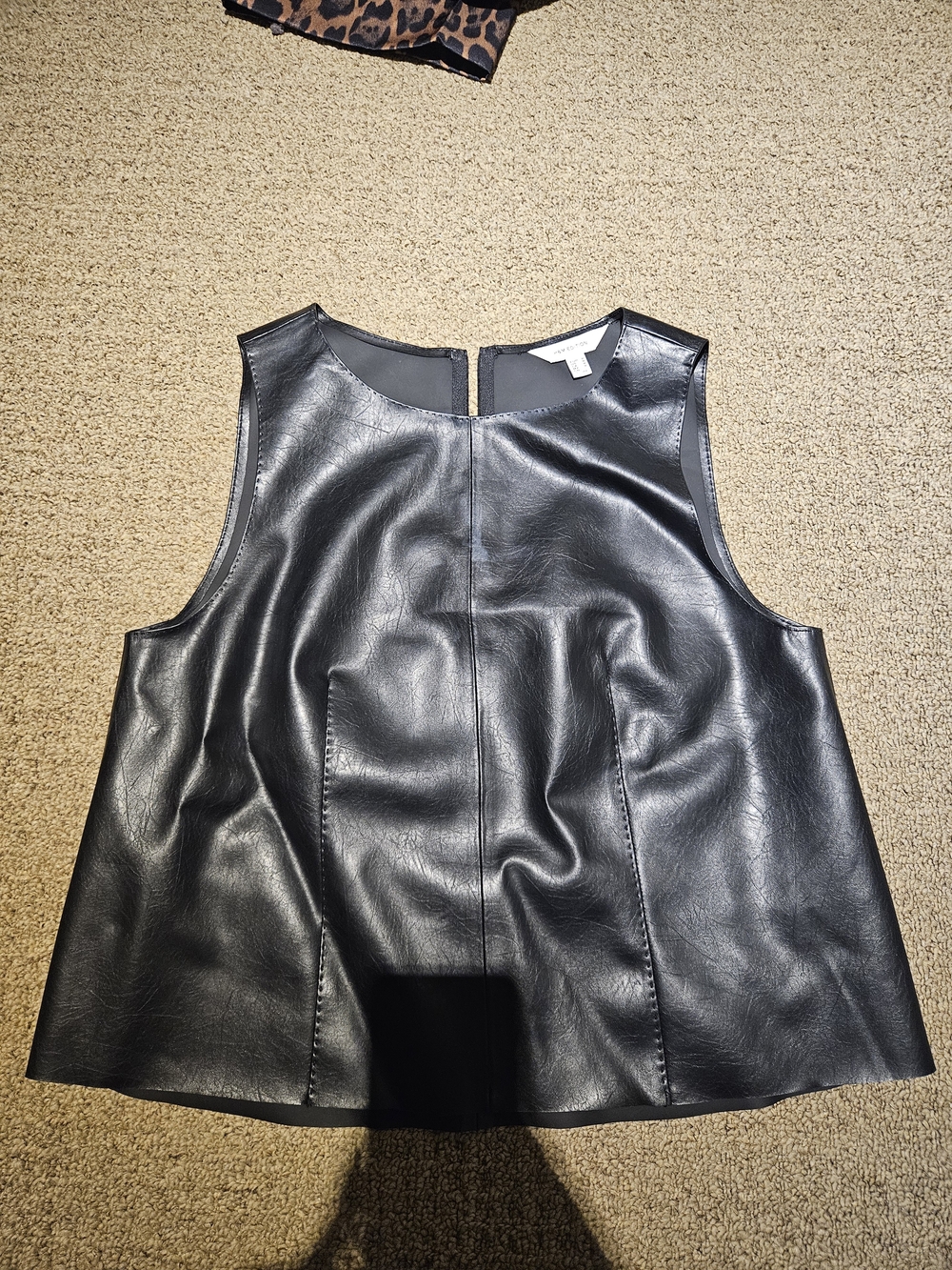 H&M Black Faux Leather Sleeveless Tank Top